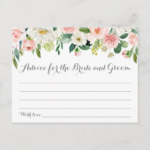 Pink and White Flower Wedding Advice Cards