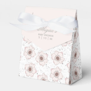 Pink and White Flowers Baby Shower Favor Box