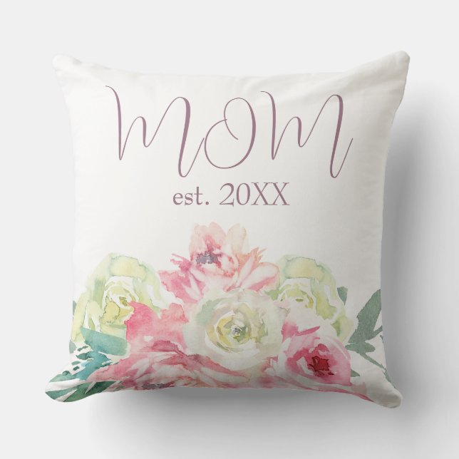 Pink and White Flowers for Mom Throw Pillow (Front)