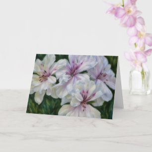 Pink and White Flowers Geranium Art Note Card