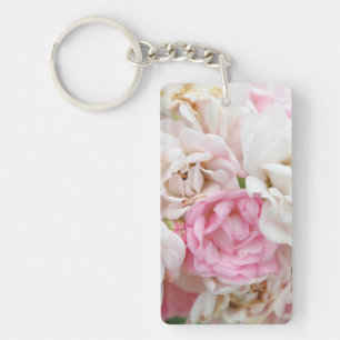 Pink and White Flowers Keychain