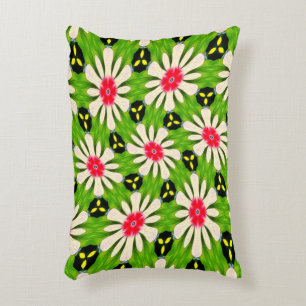 Pink and White Flowers Pattern Accent Pillow