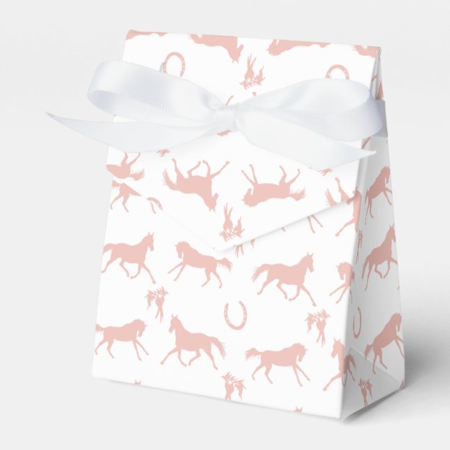 Pink and White Galloping Horses Pattern Favor Box (Front Side)