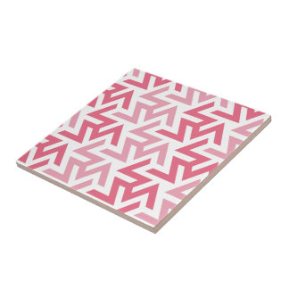 Pink and White Geometric Tile