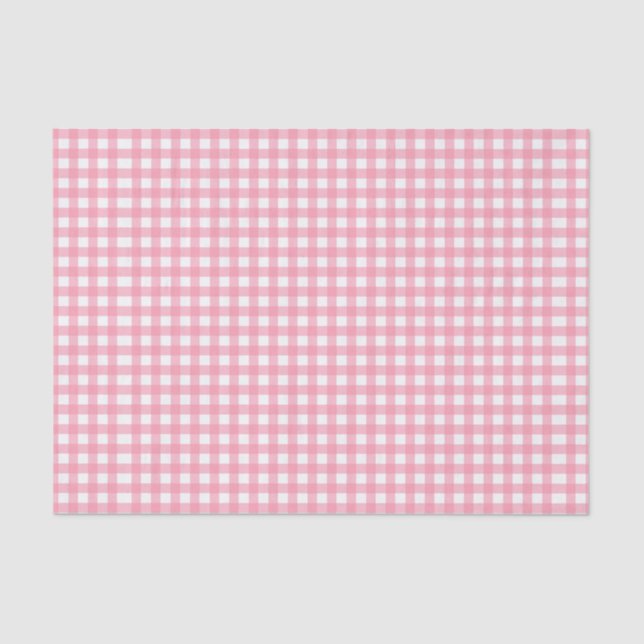 Pink and White Gingham Check Tissue Paper (Front)