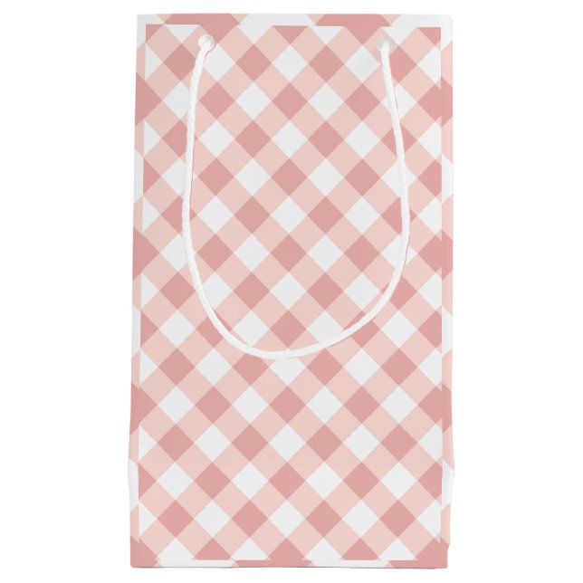 Pink and White Gingham Checks Gift Bag (Front)