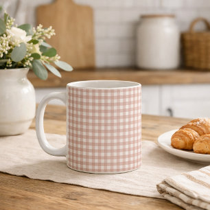 Pink and White Gingham Classic Pattern  Coffee Mug