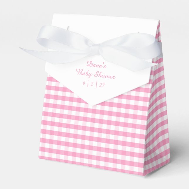 Pink and White Gingham  Favor Box (Front Side)