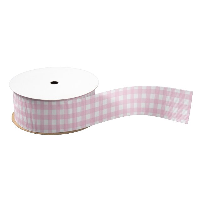 Pink and White Gingham Grosgrain Ribbon (Spool)