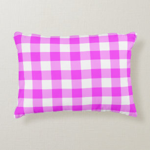 Pink and White Gingham Pattern Accent Pillow