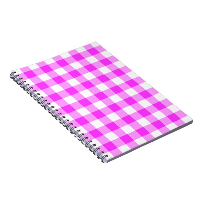 Pink and White Gingham Pattern Notebook (Right Side)