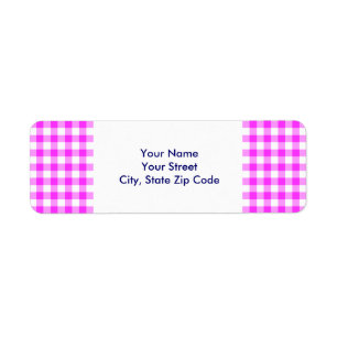 Pink and White Gingham Pattern return address