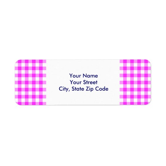 Pink and White Gingham Pattern return address Return Address Label