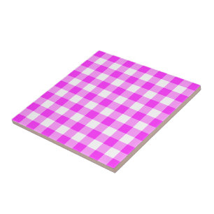 Pink and White Gingham Pattern Tile