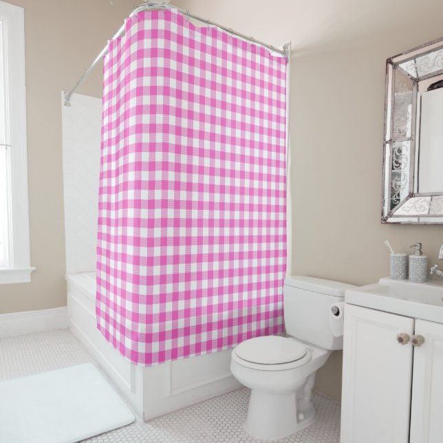 Pink and White Gingham Plaid Monogram (In Situ)
