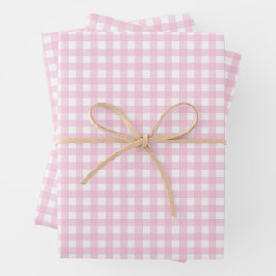 Pink and White Gingham Wrapping Paper Sheet