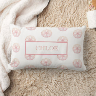 Pink and White Girls Sand Dollar personalized Lumbar Pillow
