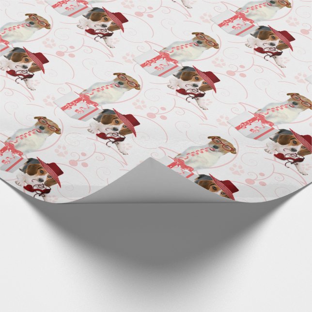 Pink and White Girly Theme High Fashioned Dogs Wrapping Paper (Corner)
