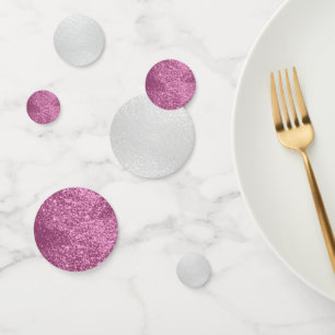 Pink and White Glitter Confetti