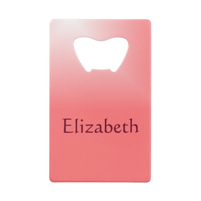 Pink and White Gradient Credit Card Bottle Opener (Front)