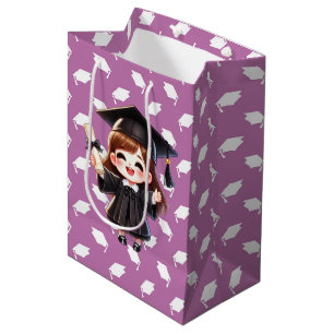 Pink And White Graduation Girl Medium Gift Bag