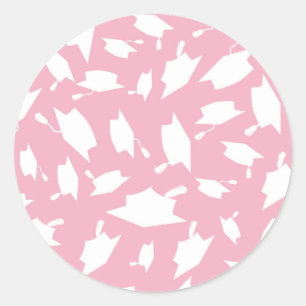 Pink and White Graduation Sticker