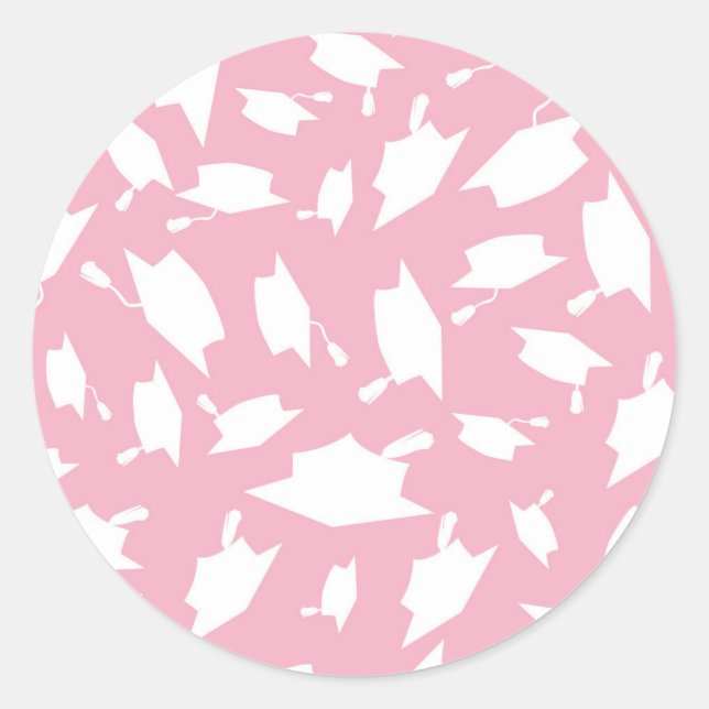 Pink and White Graduation Sticker (Front)