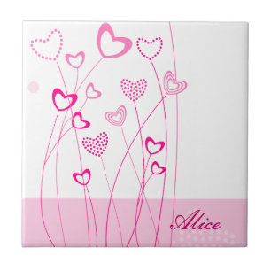 Pink and white Heart shaped flowers garden with a Tile