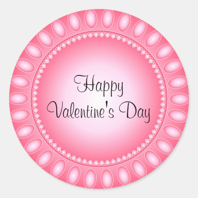 Pink and white hearts and dots classic round sticker (Front)
