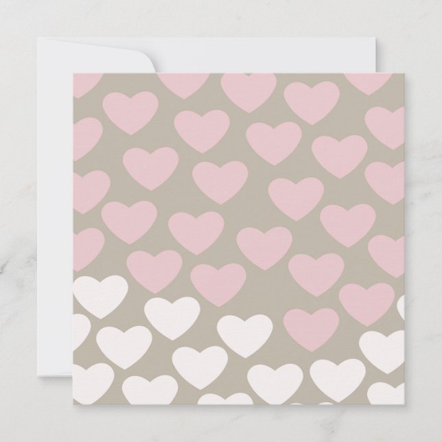 Pink and White Hearts Birthday Invitation (Front)