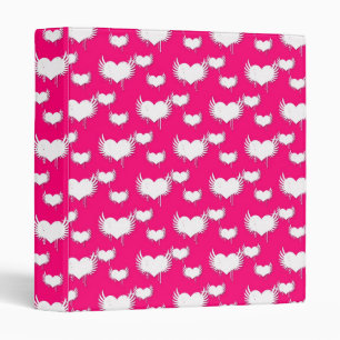 Pink and White Hearts Pattern Binder