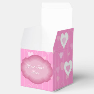 Pink and White Hearts Pattern Cube Favour Box