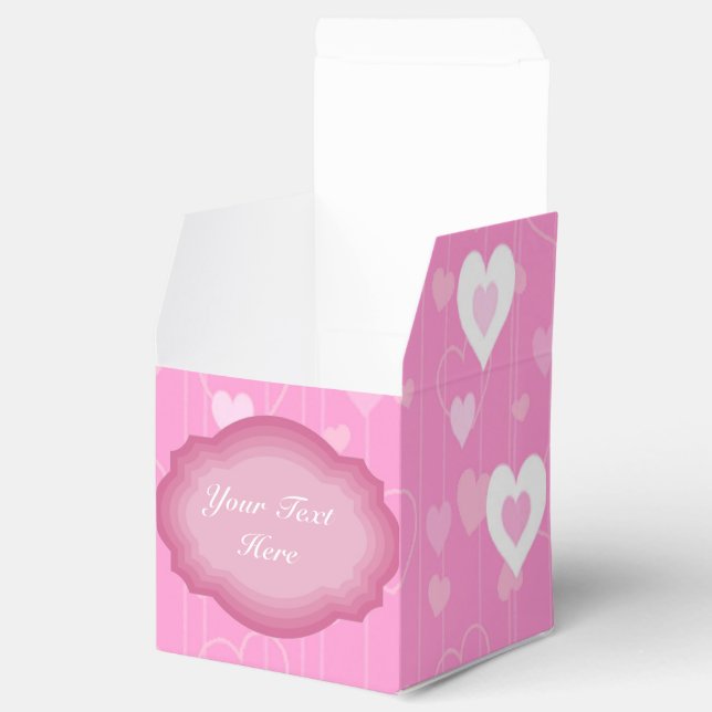 Pink and White Hearts Pattern Cube Favour Box (Opened)
