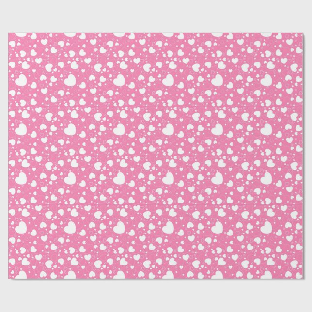 Pink and White Hearts Wrapping Paper  (Flat)