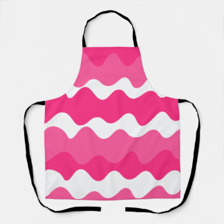 Pink and white horizontal waves pattern apron