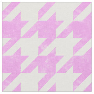 Pink and White Houndstooth Check Fabric