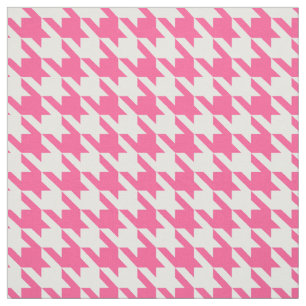 Pink and White Houndstooth Check Fabric