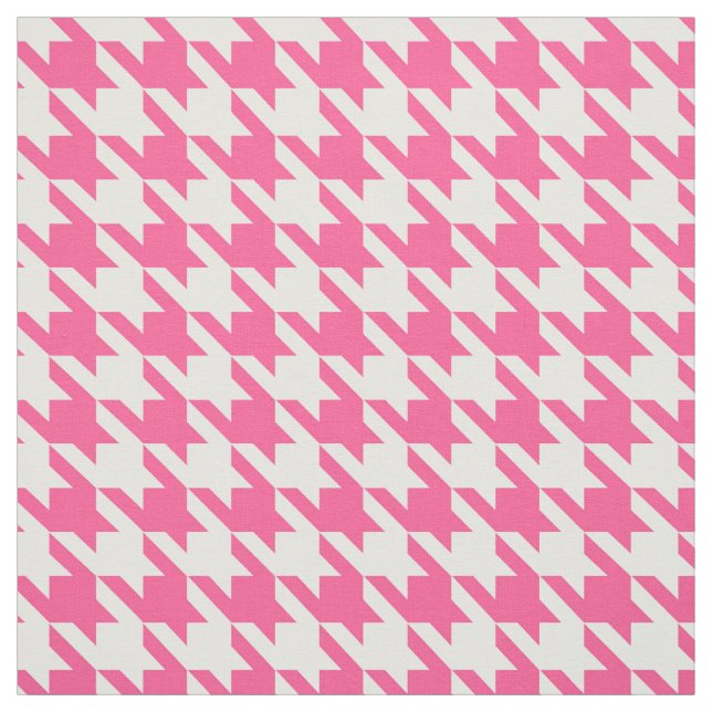 Pink and White Houndstooth Check Fabric (Swatch)