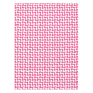 Pink and White Houndstooth Check Tablecloth