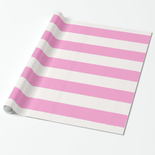 Pink and White Huge Stripe Pattern Wrapping Paper