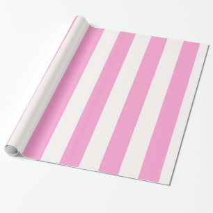 Pink and White Huge Stripe Pattern Wrapping Paper