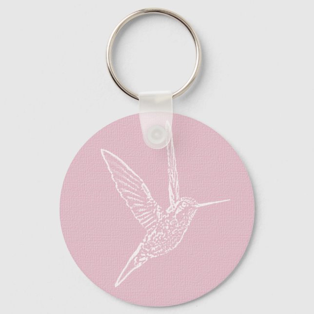 Pink and White Hummingbird Keychain (Front)