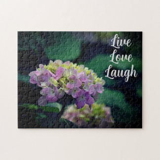 Pink and White Hydrangea Flower Motivational Jigsaw Puzzle