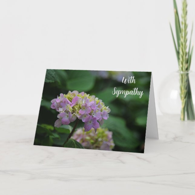 Pink and White Hydrangea Flowers With Sympathy Card (Front)