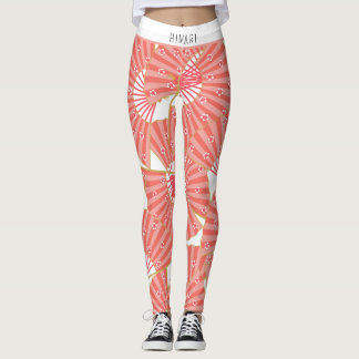 Pink and White Japanese Pattern Leggings