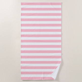 Pink and White Large Size Horizontal Stripes Beach Towel