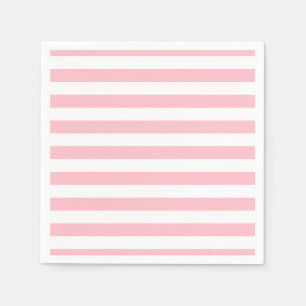 Pink and White Large Size Horizontal Stripes Paper Napkin