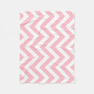 Pink and White Large Size Vertical Chevron Fleece Blanket