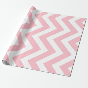 Pink and White Large Size Vertical Chevron Stripes Wrapping Paper