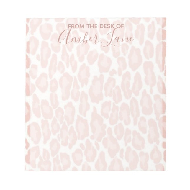 Pink and White Leopard Print With Name Notepad (Front)